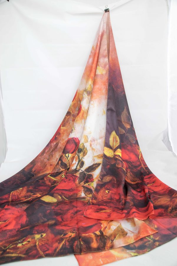 Roses on Silk and Cashmere Scarf/Shawl