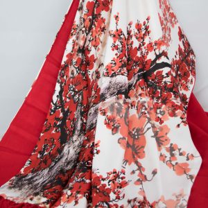 Red Tree Silk and Cashmere Scarf/Shawl