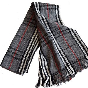 Scarf Gray Red White Black